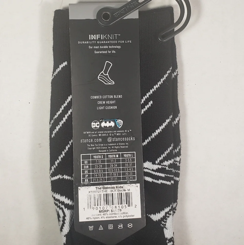 NWT Kid's The Batman Stance Crew Socks